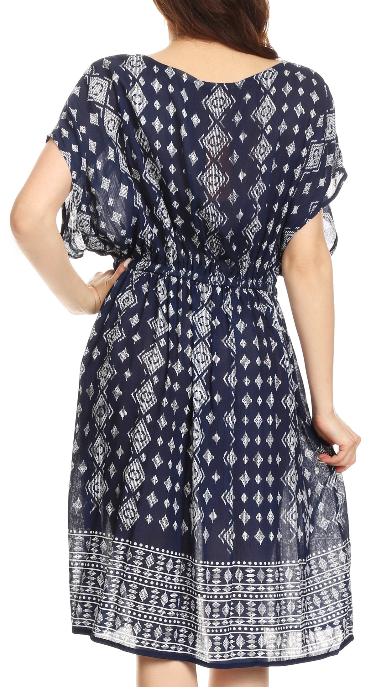 Sakkas Denika - Vestido midi de verano con estampado azteca y cuello en V