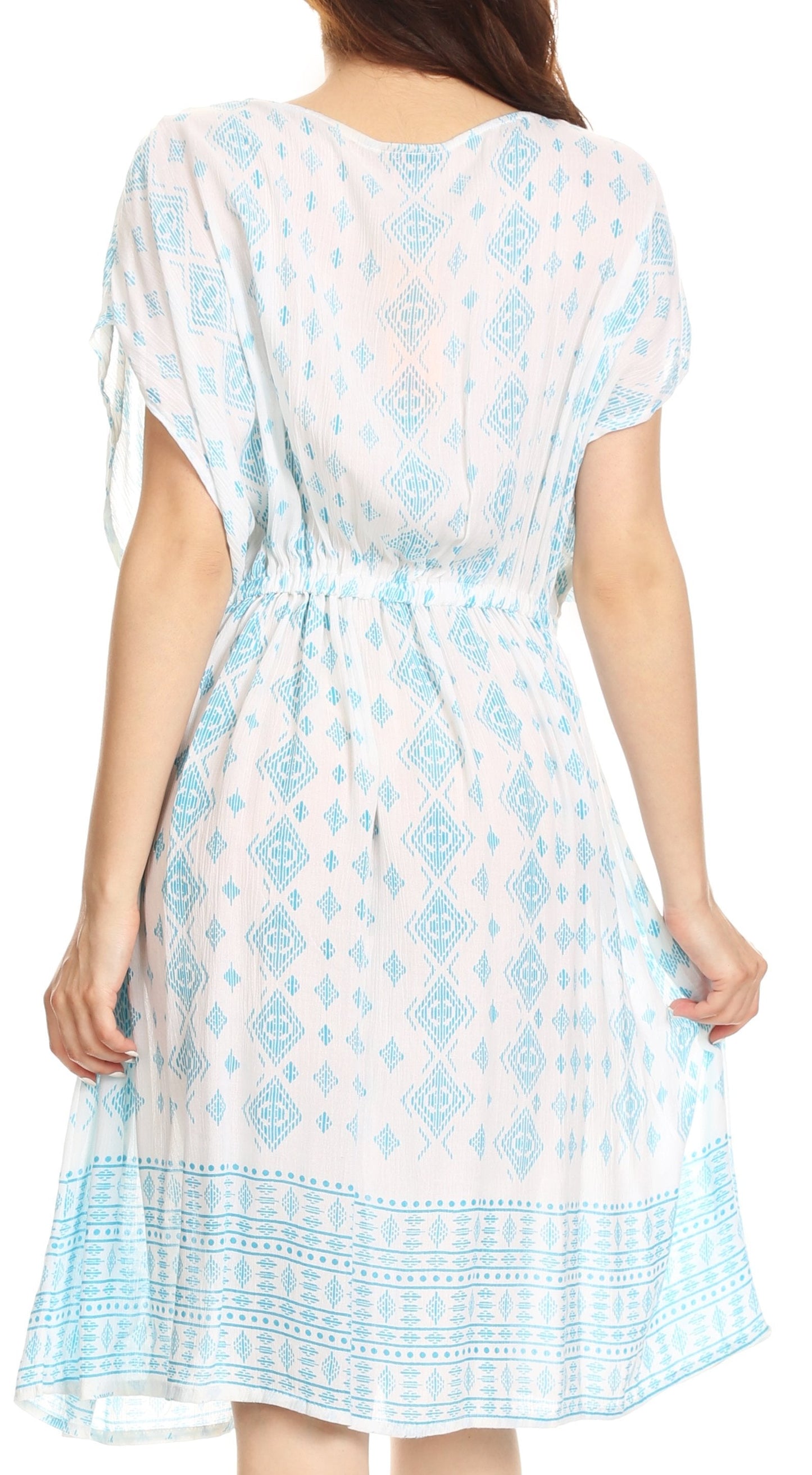 Sakkas Denika - Vestido midi de verano con estampado azteca y cuello en V