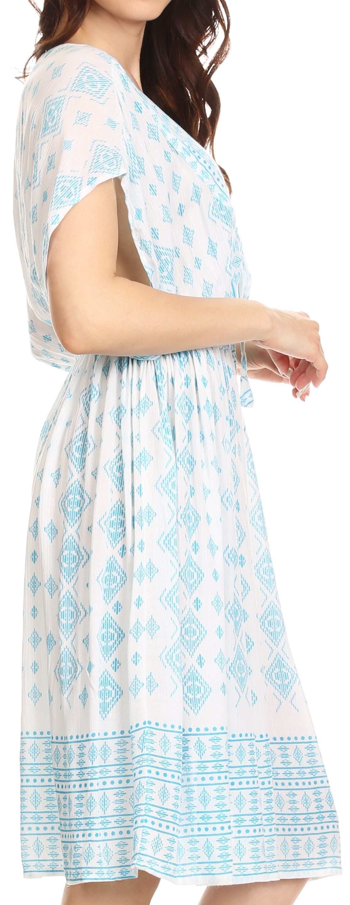 Sakkas Denika - Vestido midi de verano con estampado azteca y cuello en V