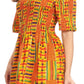 Sakkas Ife Wax African Ankara Colorful Cocktail Short Dress Off-shoulder w/pockets