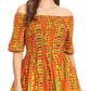 Sakkas Ife Wax African Ankara Colorful Cocktail Short Dress Off-shoulder w/pockets