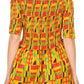 Sakkas Ife Wax African Ankara Colorful Cocktail Short Dress Off-shoulder w/pockets