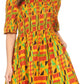 Sakkas Ife Wax African Ankara Colorful Cocktail Short Dress Off-shoulder w/pockets