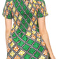 Sakkas Ife Wax African Ankara Colorful Cocktail Short Dress Off-shoulder w/pockets