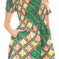 Sakkas Ife Wax African Ankara Colorful Cocktail Short Dress Off-shoulder w/pockets
