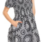 Sakkas Ife Wax African Ankara Colorful Cocktail Short Dress Off-shoulder w/pockets