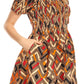 Sakkas Ife Wax African Ankara Colorful Cocktail Short Dress Off-shoulder w/pockets