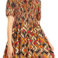 Sakkas Ife Wax African Ankara Colorful Cocktail Short Dress Off-shoulder w/pockets