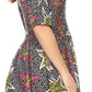 Sakkas Ife Wax African Ankara Colorful Cocktail Short Dress Off-shoulder w/pockets