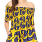 Sakkas Ife Wax African Ankara Colorful Cocktail Short Dress Off-shoulder w/pockets