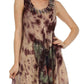 Sakkas Butterfly Tie Dye Tank Sheath Caftan Mid Length Dress