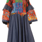 Sakkas Abayomi  Wax African Ankara Chambray Peasant Medieval Casual Long Dress