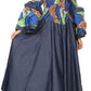 Sakkas Abayomi  Wax African Ankara Chambray Peasant Medieval Casual Long Dress