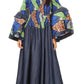 Sakkas Abayomi  Wax African Ankara Chambray Peasant Medieval Casual Long Dress