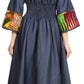 Sakkas Abayomi  Wax African Ankara Chambray Peasant Medieval Casual Long Dress