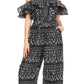 Sakkas Lelisa Ruffle Off-shoulder Long Jumpsuit w/pockets Wax African Ankara Dutch