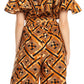 Sakkas Lelisa Ruffle Off-shoulder Long Jumpsuit w/pockets Wax African Ankara Dutch