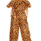 Sakkas Lelisa Ruffle Off-shoulder Long Jumpsuit w/pockets Wax African Ankara Dutch