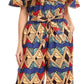 Sakkas Lelisa Ruffle Off-shoulder Long Jumpsuit w/pockets Wax African Ankara Dutch