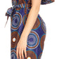 Sakkas Lelisa Ruffle Off-shoulder Long Jumpsuit w/pockets Wax African Ankara Dutch
