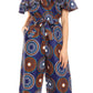 Sakkas Lelisa Ruffle Off-shoulder Long Jumpsuit w/pockets Wax African Ankara Dutch