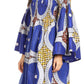 Sakkas Akela Women's Gypsy Peasant Boho Smocked Dress in African Ankara Print