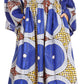 Sakkas Akela Women's Gypsy Peasant Boho Smocked Dress in African Ankara Print