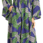 Sakkas Akela Women's Gypsy Peasant Boho Smocked Dress in African Ankara Print