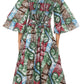 Sakkas Akela Women's Gypsy Peasant Boho Smocked Dress in African Ankara Print
