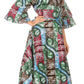 Sakkas Akela Women's Gypsy Peasant Boho Smocked Dress in African Ankara Print