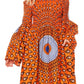 Sakkas Akela Women's Gypsy Peasant Boho Smocked Dress in African Ankara Print