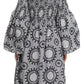 Sakkas Akela Women's Gypsy Peasant Boho Smocked Dress in African Ankara Print