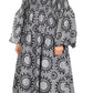 Sakkas Akela Women's Gypsy Peasant Boho Smocked Dress in African Ankara Print