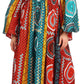 Sakkas Akela Women's Gypsy Peasant Boho Smocked Dress in African Ankara Print