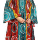 Sakkas Akela Women's Gypsy Peasant Boho Smocked Dress in African Ankara Print