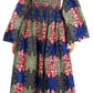 Sakkas Akela Women's Gypsy Peasant Boho Smocked Dress in African Ankara Print
