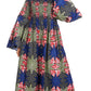 Sakkas Akela Women's Gypsy Peasant Boho Smocked Dress in African Ankara Print