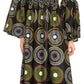 Sakkas Akela Women's Gypsy Peasant Boho Smocked Dress in African Ankara Print