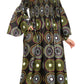 Sakkas Akela Women's Gypsy Peasant Boho Smocked Dress in African Ankara Print