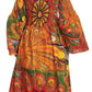 Sakkas Akela Women's Gypsy Peasant Boho Smocked Dress in African Ankara Print