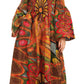 Sakkas Akela Women's Gypsy Peasant Boho Smocked Dress in African Ankara Print