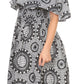 Sakkas Buhle Ruffle Off-shoulder Long Dress Wax African Ankara Dutch Print