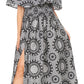 Sakkas Buhle Ruffle Off-shoulder Long Dress Wax African Ankara Dutch Print