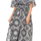 Sakkas Buhle Ruffle Off-shoulder Long Dress Wax African Ankara Dutch Print