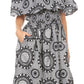 Sakkas Buhle Ruffle Off-shoulder Long Dress Wax African Ankara Dutch Print