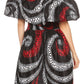 Sakkas Buhle Ruffle Off-shoulder Long Dress Wax African Ankara Dutch Print