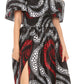 Sakkas Buhle Ruffle Off-shoulder Long Dress Wax African Ankara Dutch Print
