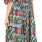 Sakkas Buhle Ruffle Off-shoulder Long Dress Wax African Ankara Dutch Print