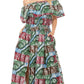 Sakkas Buhle Ruffle Off-shoulder Long Dress Wax African Ankara Dutch Print