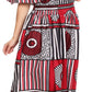 Sakkas Buhle Ruffle Off-shoulder Long Dress Wax African Ankara Dutch Print